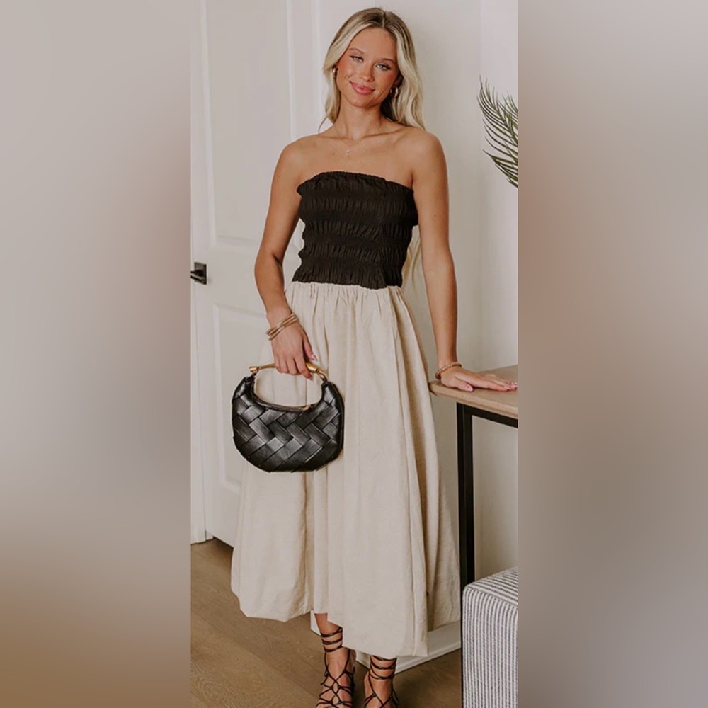Shop Fancy- Midi Strapless Linen Dress